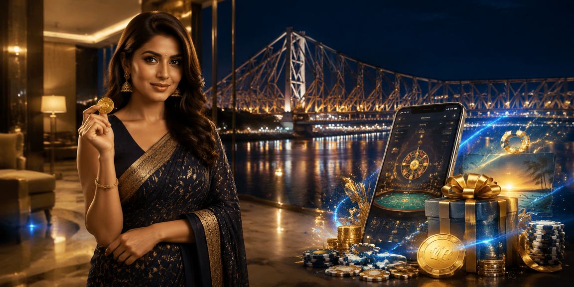 Festive promotion with golden lights over Howrah Bridge Kolkata